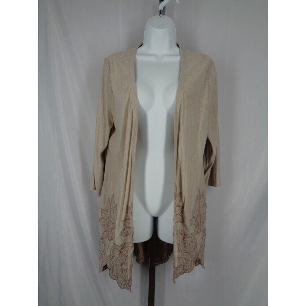 Soft Surroundings Floral Embroidered Open Front Cardigan Carys Topper PM